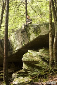 Enjoying a break above the trail