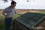 Daniel examines a plaque explaining the Battle of Brandy Station