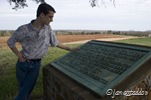 Daniel examines a plaque explaining the Battle of Brandy Station