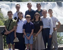 Family pose with the American Falls in the background