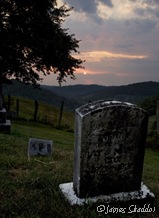 Tombstone at sunset