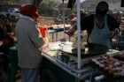 Market man making an omlet