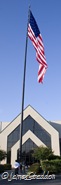 The flag waves over Cornerstone church