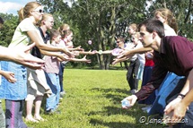 A water balloon toss