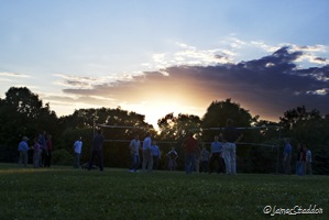 An evening volley-ball game