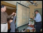 Mr. Bates' had a nice easel--and lots of help putting it up.