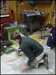 It took some work beforehand to make one of the larger easels.