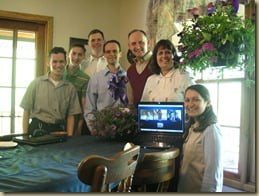 Skyping with Kendalyn and Aleita in Canada, James in Korea, and Robert and Daniel in Chicago on Mother's Day