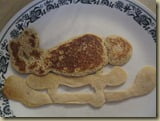 That morning for breakfast the boys made special shaped pancakes including this sledding person...